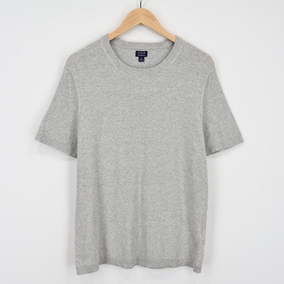NWT J.Crew Factory Men's Cotton Seed-Stitch Sweater Tee Heather Dove Grey Small - Picture 3 of 9